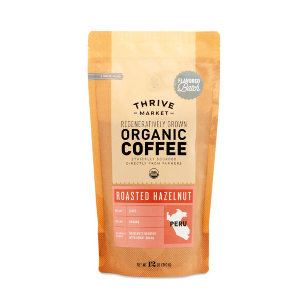 Thrive Market Roasted Hazelnut Coffee, Regeneratively Grown Organic, Ground 12 oz bag