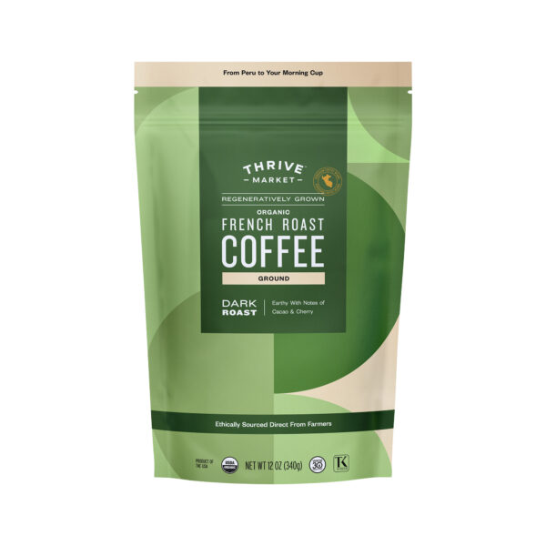 Thrive Market French Roast Coffee, Regeneratively Grown Organic, Ground 12 oz bag