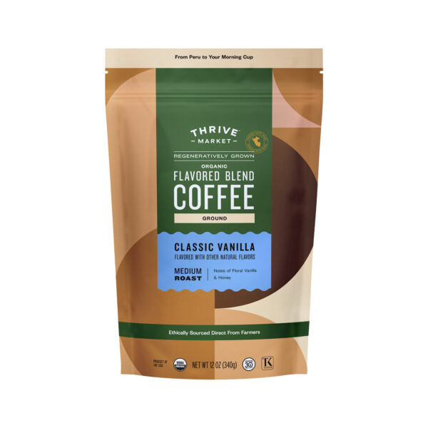 Thrive Market Vanilla Coffee, Regeneratively Grown Organic, Ground 12 oz bag