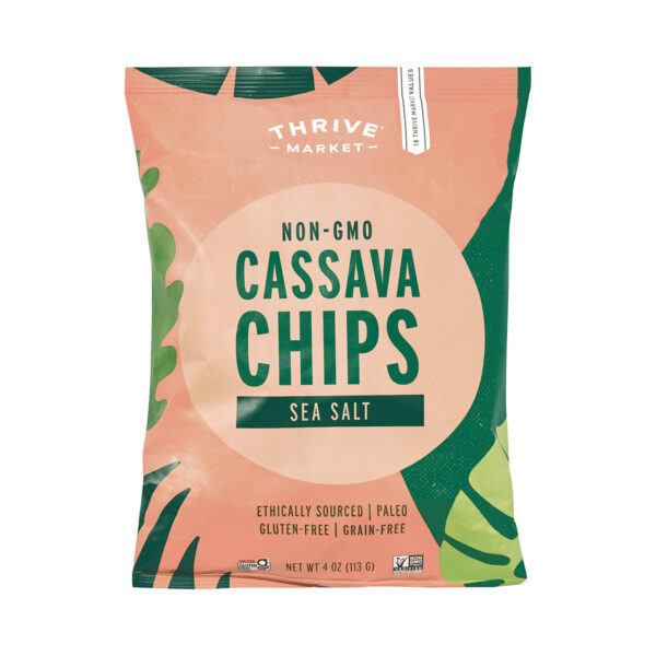 2-Pack Thrive Market Non-GMO Cassava Chips, Sea Salt 4 oz bag