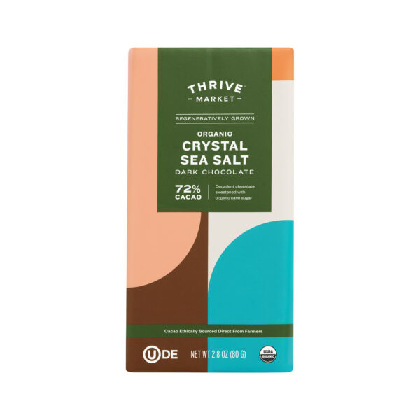 4-Pack Thrive Market Organic Crystal Sea Salt Dark Chocolate Bar, 72% Cacao 2.8 oz bar