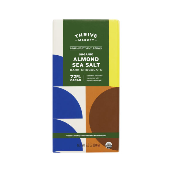 4-Pack Thrive Market Organic Almond Sea Salt Dark Chocolate Bar, 72% Cacao 2.8 oz bar