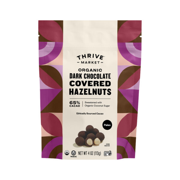 3-Pack Thrive Market Organic Dark Chocolate Covered Hazelnuts 4 oz pouch