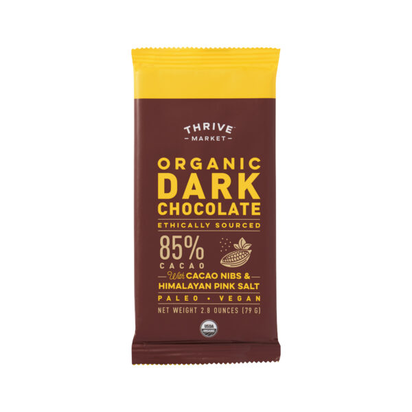 4-Pack Thrive Market Organic Dark Chocolate 85% with Cacao Nibs & Himalayan Pink Salt 2.8 ounce bar