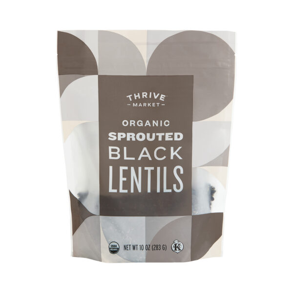 Thrive Market Organic Sprouted Black Lentils 10 oz pouch