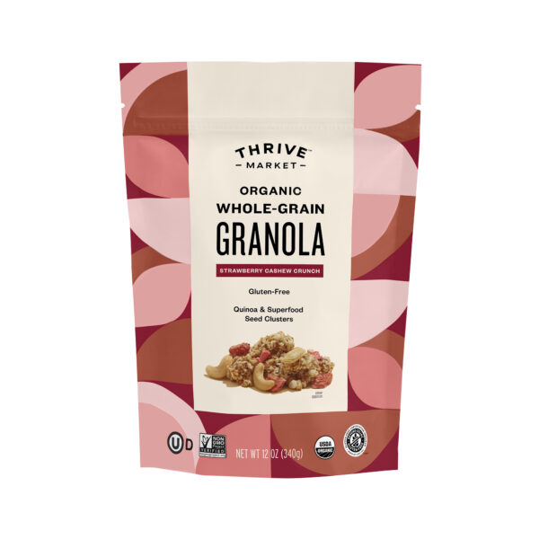 Thrive Market Organic Whole-Grain Granola, Strawberry Cashew Crunch 12 oz bag