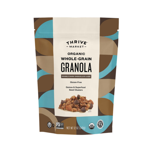 Thrive Market Organic Whole-Grain Granola, Double Dark Chocolate Chip 12 oz bag