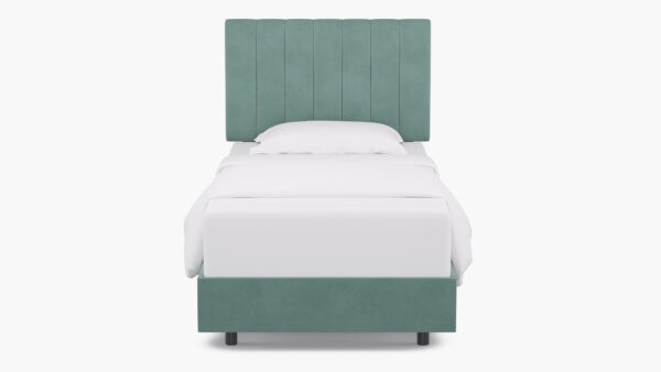 The Inside | Channel Tufted Bed | Aqua Velvet