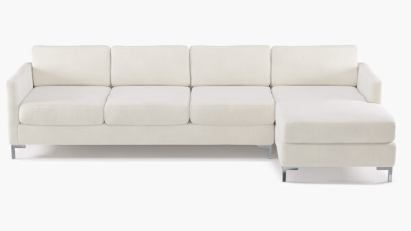 The Inside | Modern Sectional, Right Facing | White Performance Velvet