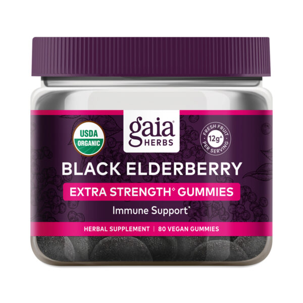 Gaia Herbs Black Elderberry Gummies, Extra Strength 80 gummies