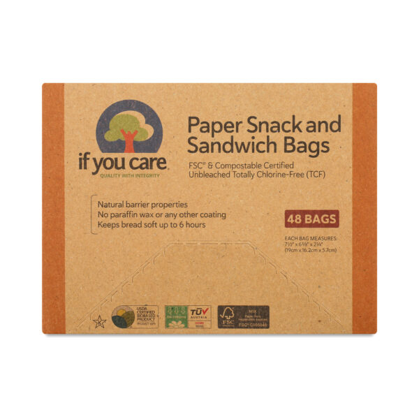 If You Care Compostable Paper Snack and Sandwich Bags 48 count