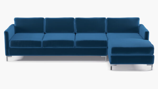 The Inside | Modern Sectional, Right Facing | Royal Performance Velvet