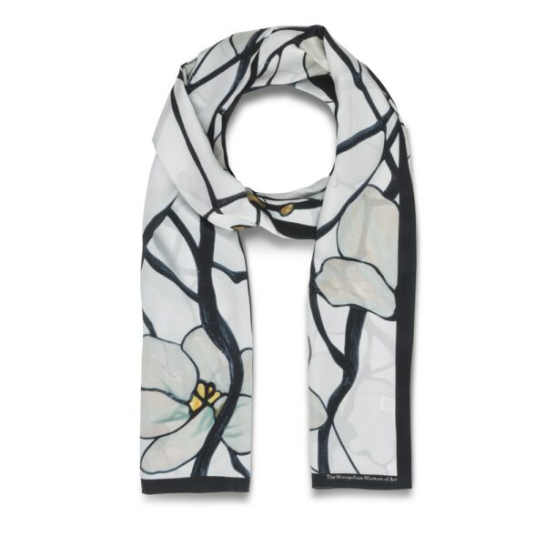 The MET | Louis C. Tiffany White Magnolia Oblong Silk Scarf