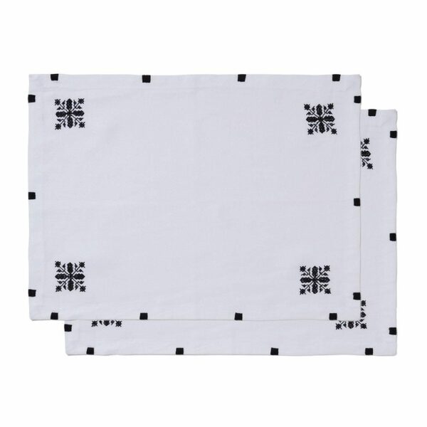 The MET | AlNour Moroccan Motif Embroidered Placemats - Black