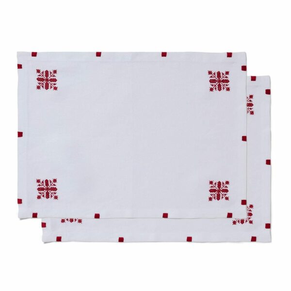 The MET | AlNour Moroccan Motif Embroidered Placemats - Red