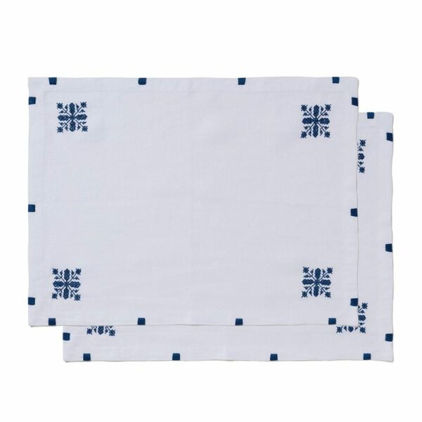 The MET | AlNour Moroccan Motif Embroidered Placemats - Blue