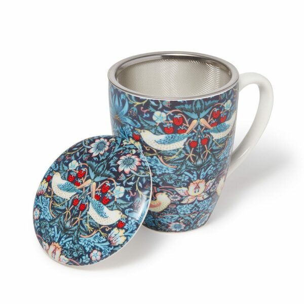 The MET | William Morris Strawberry Thief Covered Mug with Tea Infuser