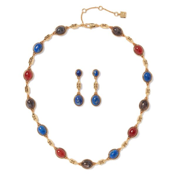 The MET | Ancient Gems Multistone Statement Necklace and Triple-Drop Lapis Earrings Set