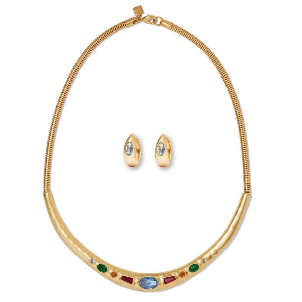 The MET | Medieval Stone Collar Necklace and Hoop Earrings Set