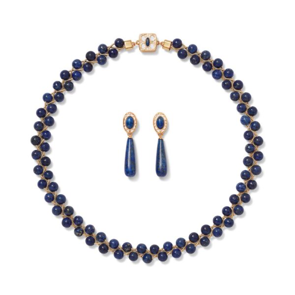 The MET | Spanish Baldric Lapis Braided Necklace and Elongated Drop Earrings Set