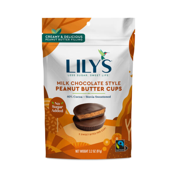 3-Pack Lily's Sweets Peanut Butter Cups, Milk Chocolate Style 3.2 oz pouch