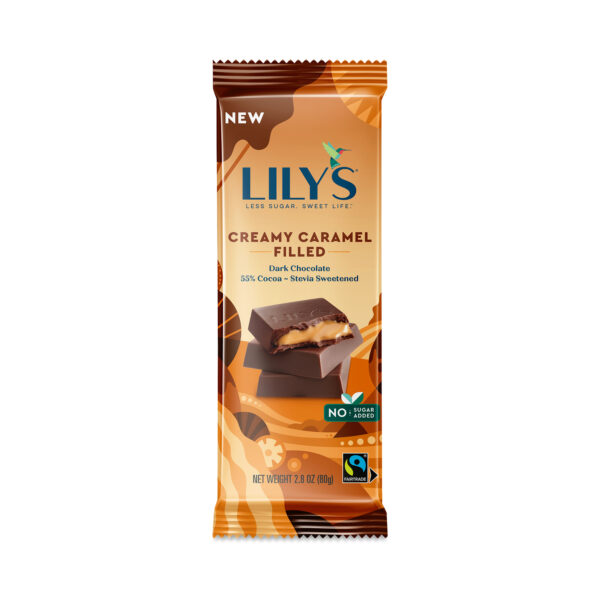 6-Pack Lily's Sweets Dark Chocolate Creamy Caramel Filled Bar 2.8 oz bar