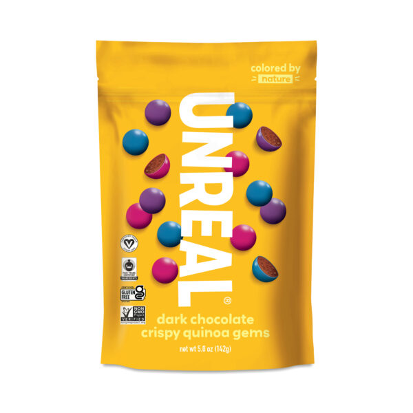 4-Pack Unreal Dark Chocolate Gems, Crispy Quinoa 5 oz pouch