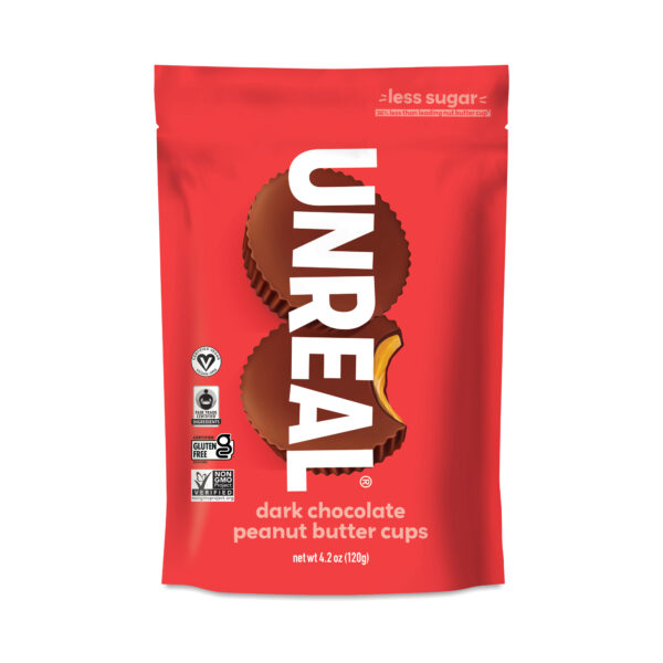 4-Pack Unreal Peanut Butter Cups, Dark Chocolate 4.2 oz pouch