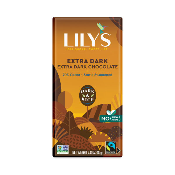 6-Pack Lily's Sweets Extra Dark Chocolate Bar, 70% Cocoa 2.8 oz bar