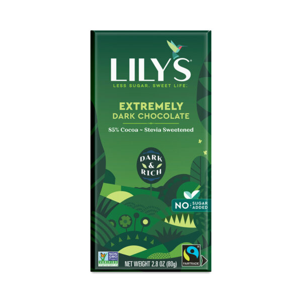 6-Pack Lily's Sweets Extremely Dark Chocolate Bar, 85% Cocoa 2.8 oz bar