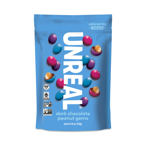 4-Pack Unreal Dark Chocolate Gems, Peanut 5 oz pouch