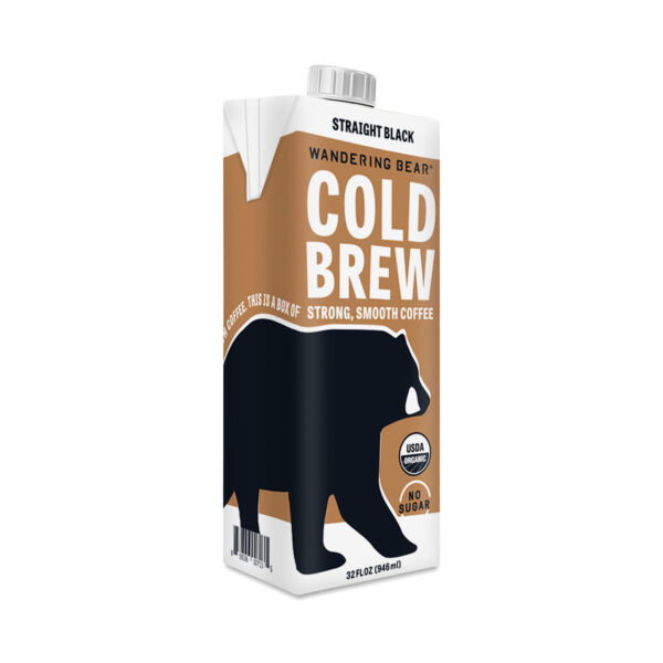 Wandering Bear Coffee Extra Strong Cold Brew Coffee, Straight Black 32 oz box