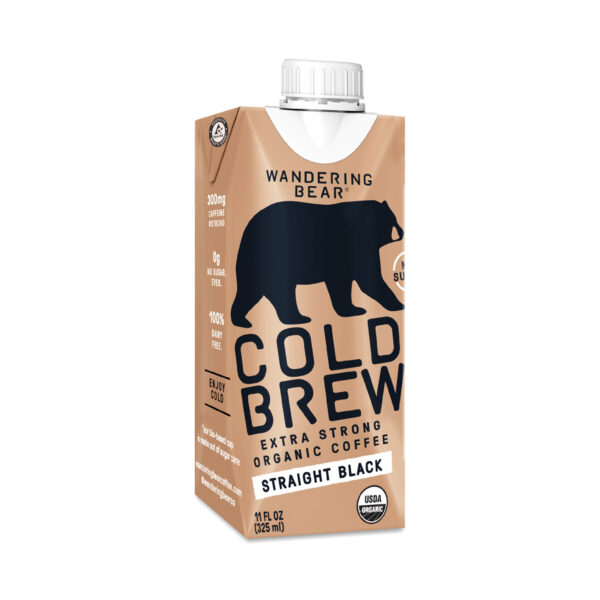 Wandering Bear Coffee Extra Strong Cold Brew Coffee On The Go, Straight Black 11 fl oz carton 2-Pack