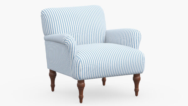 The Inside | Traditional Accent Chair | Cornflower Classic Ticking Stripe | Espresso