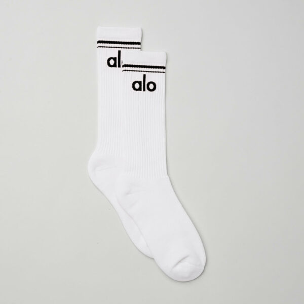 Alo Yoga | Throwback Sock- White in Black