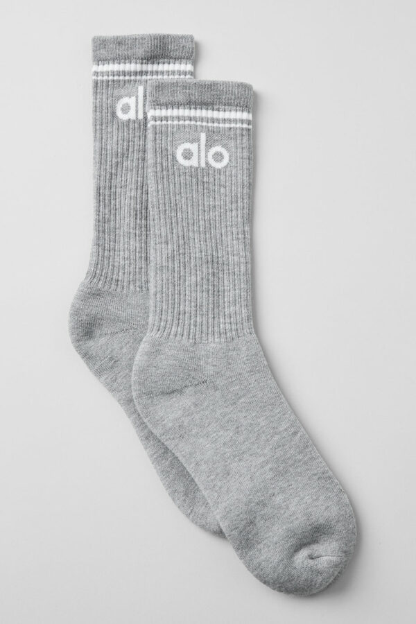 Alo Yoga | Throwback Socks in Athletic Heather Grey/White