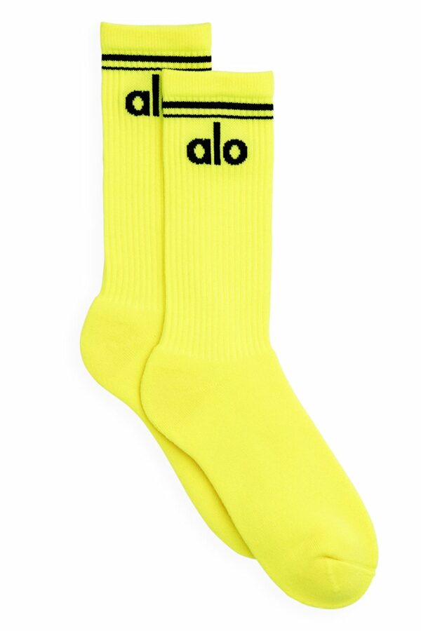 Alo Yoga | Throwback Socks in Highlighter Yellow