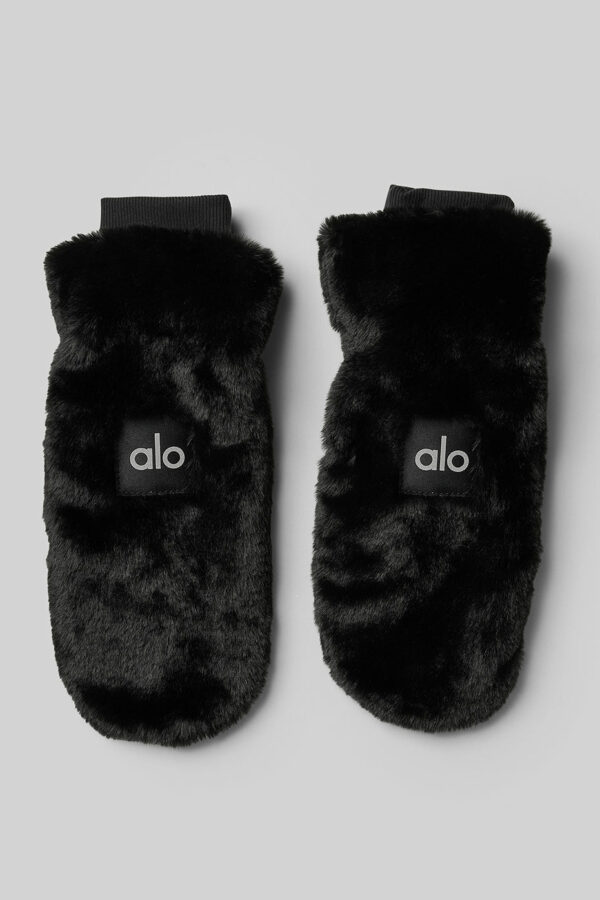 Alo Yoga | Faux Fur Mittens in Black