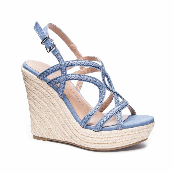 Maylin Braid Wedge Sandal for Women in Denim Blue | by Chinese Laundry