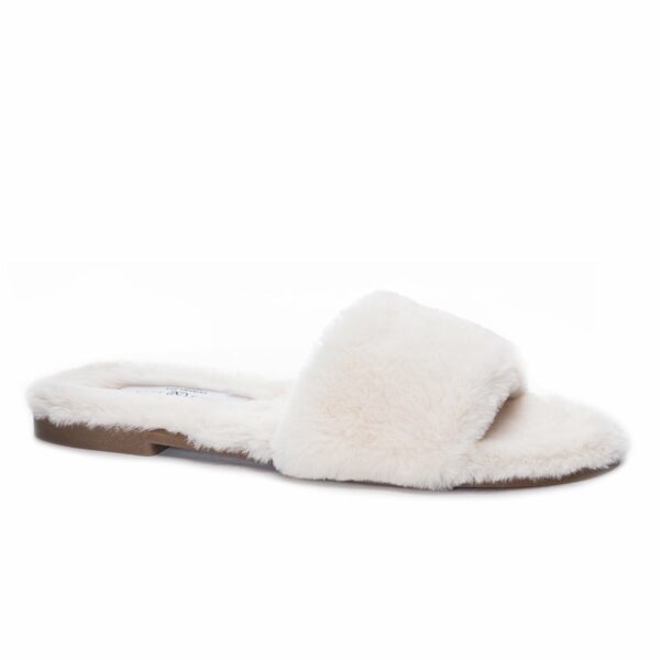 Mulholland Fur Slide for Women in Cream | by Chinese Laundry