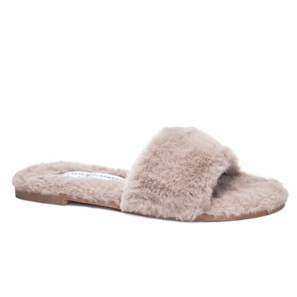 Mulholland Fur Slide for Women in Taupe | by Chinese Laundry