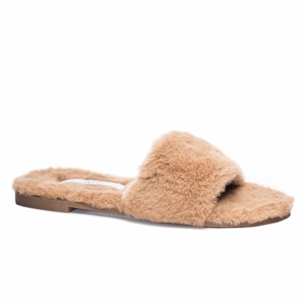 Mulholland Fur Slide for Women in Camel | by Chinese Laundry