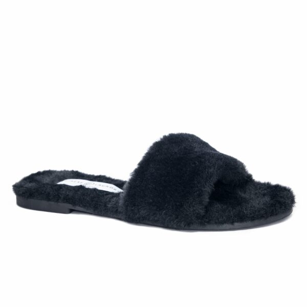 Mulholland Fur Slide for Women in Black | by Chinese Laundry