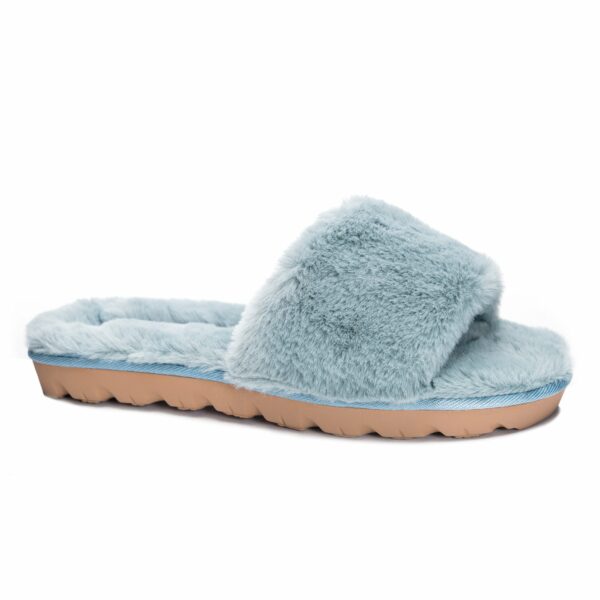 Rally Faux Fur Slide for Women in Mint Blue | by Chinese Laundry