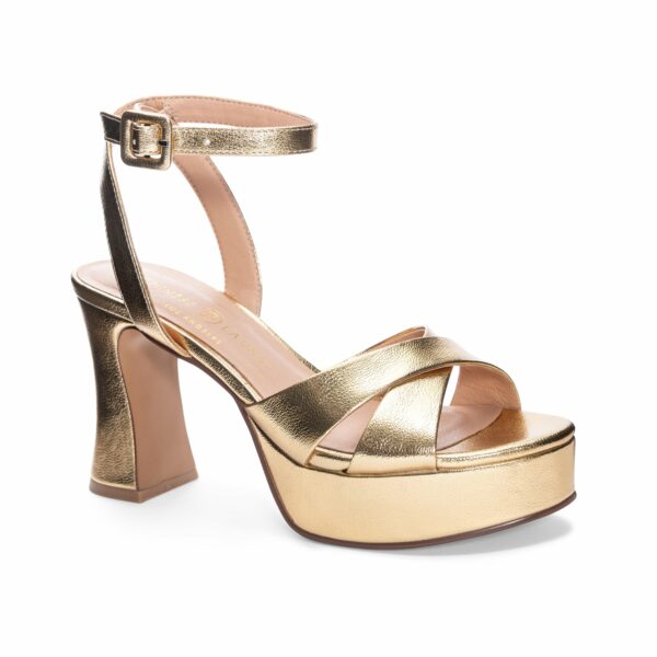 Theena Platform Sandal for Women in Gold | by Chinese Laundry