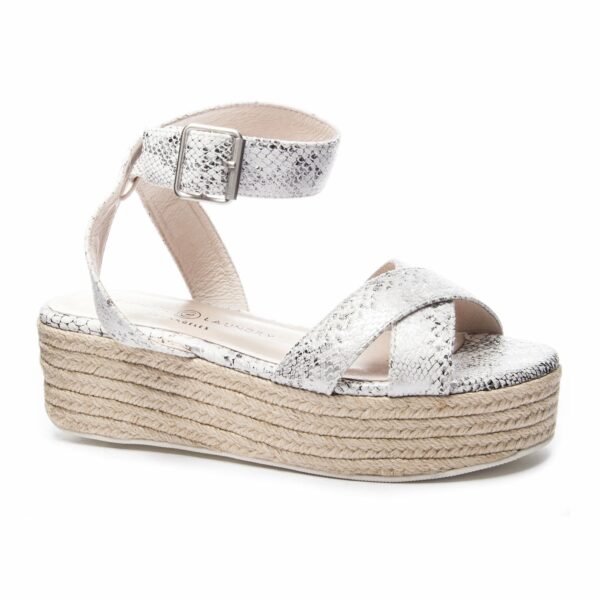 Zala Wedge Sandal for Women in White/Silver | by Chinese Laundry