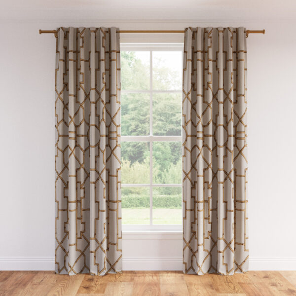 The Inside | Printed Linen Unlined Curtain | 50" x 96" | Tan Baldwin Bamboo Printed Linen Blend