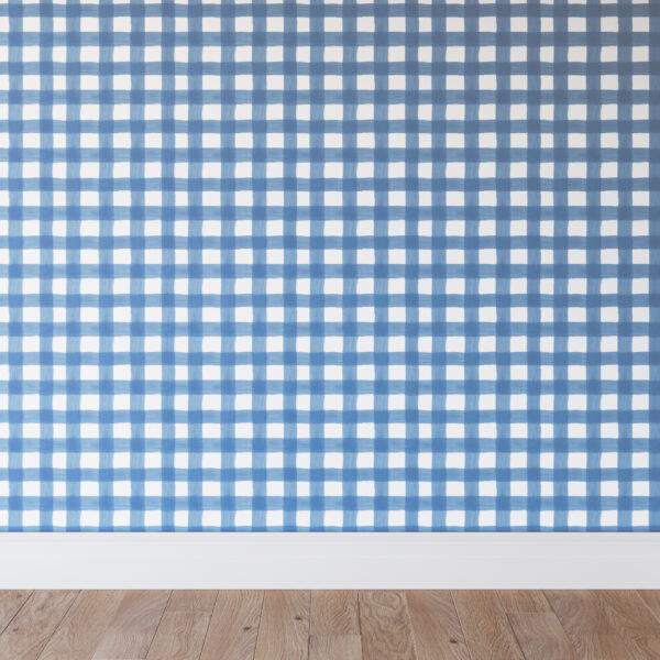 The Inside | Traditional Wallpaper Roll | French Blue Painted Check