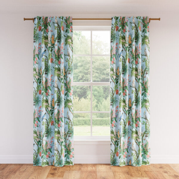 The Inside | Printed Linen Unlined Curtain | 50" x 96" | Sky Cinque Terra Printed Linen Blend