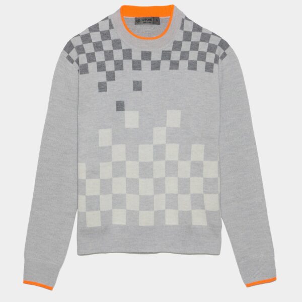 G/FORE Jacquard Checkmate Crewneck Sweater - Light Heather Grey